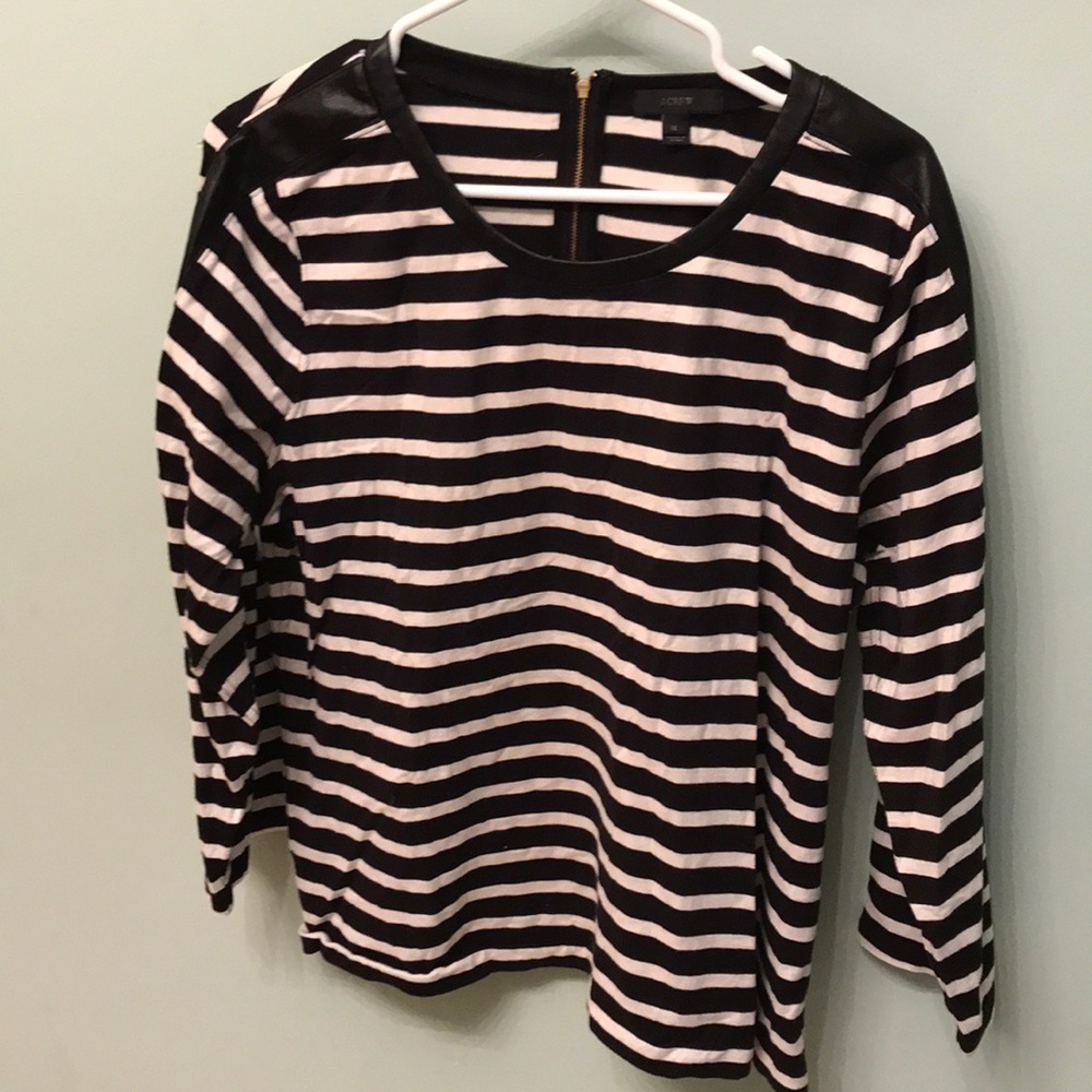 J. Crew black and white striped long sleeved shirt